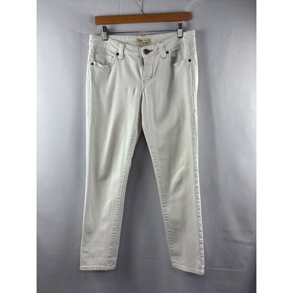 Cabi White Denim Jeans Womens Size 6 Embroidered Back Pockets Slim Fit - Picture 2 of 6